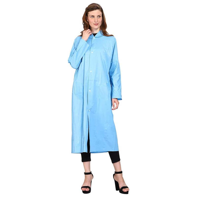Fancy Blue Women|Girl's Raincoat with Hidden Collar Pocket for Cap-image-0