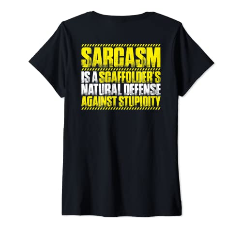 Womens Scaffolding Sarcasm Scaffolder V-Neck T-Shirt, Black