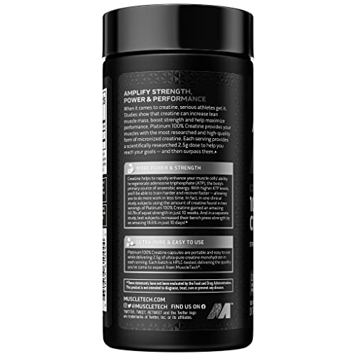 Muscletech MSC61044 Platinum 100% Creatine Pills | Creatine Monohydrate Pill| | Muscle Recovery + Builder thumb #1