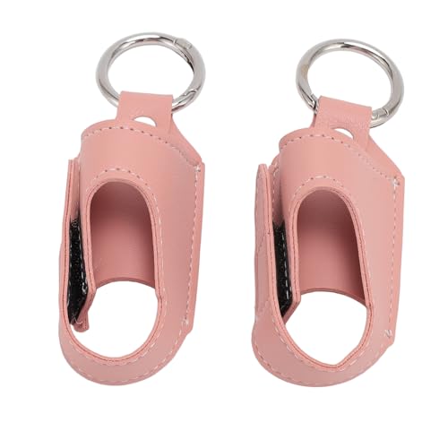 Bonbela 2 Piezas PU de Cuero de Cuero Inhalador de Inhalador de Almacenamiento Portátil de Almacenamiento con Clip de Carabinores para Botellas de Medicamentos de Viaje (Rosado)