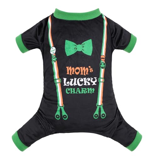 CuteBone Dog Pajamas St.Patrick's Day Puppy Onesies Small Dogs Soft Pjs Coat Cat Apparel Comfy Pet Clothes Outfit Doggie Bodysuit