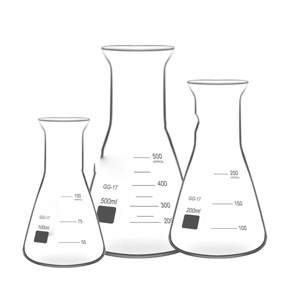 Verrerie et matériel de laboratoire 1 flacon conique transparent en verre triangulaire de 150 ml à 1000 ml, équipement de laboratoire(500ml)