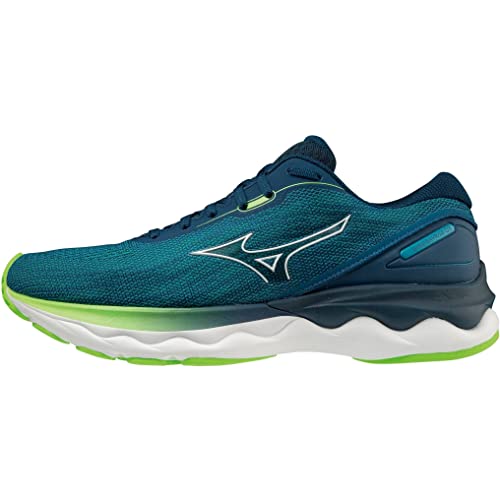 Mizuno Wave SKYRISE 3, Zapatillas de Running Hombre, Algiers Blue/White/GreenGecko, 42 EU