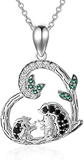 LONAGO Animal Necklace 925 Sterling Silver Cute Koala Monkey Ladybug Hedgehog Dog Pendant Necklace Jewelry for Women