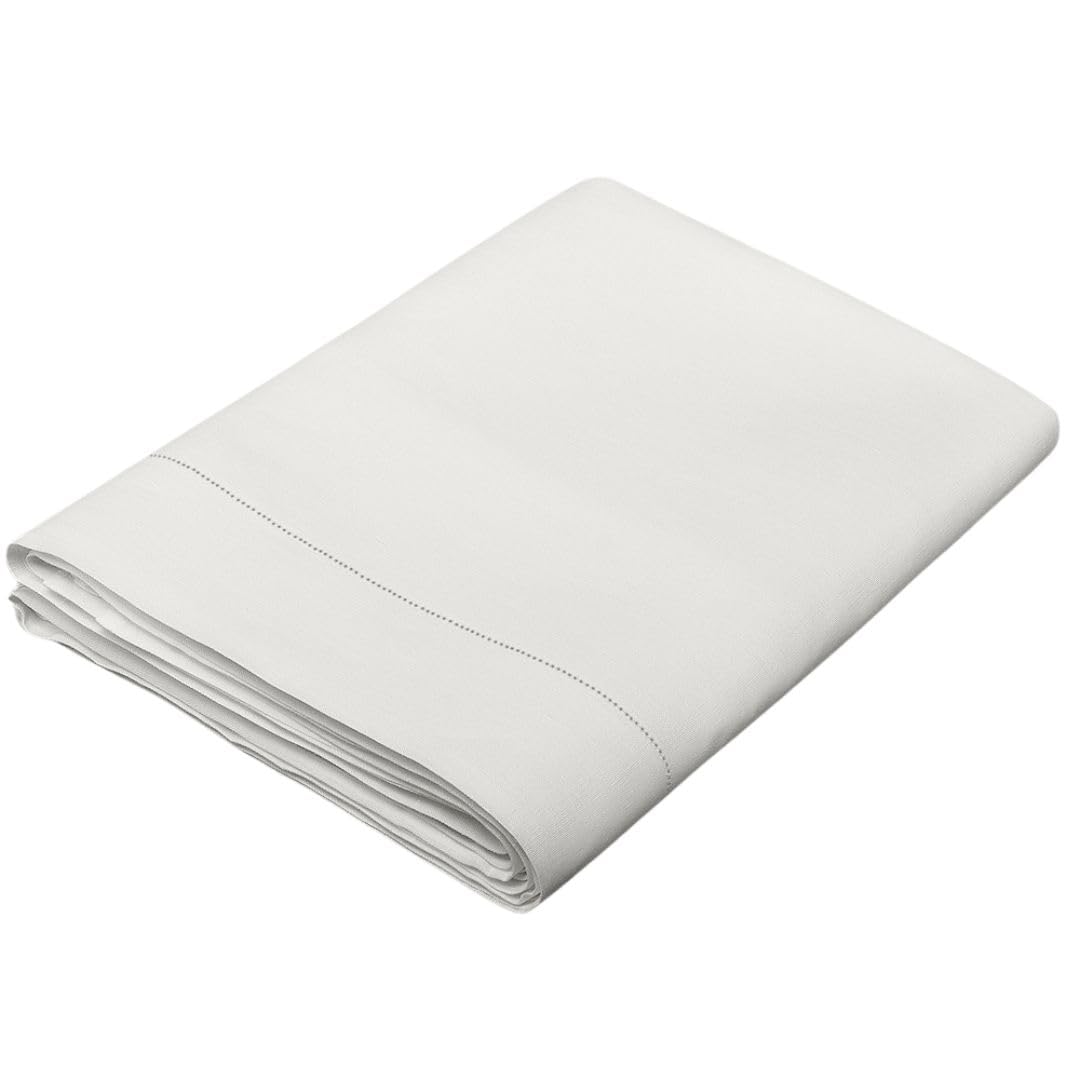 Cuore di lino - Lenzuolo sopra in puro lino 100% Made in Italy Ajour bianco ottico matrimoniale (270x290cm)