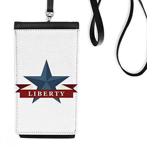 Bourse en cuir suspendu téléphone noir Pentagram Liberté pour smartphone
