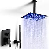 Rainfall Shower System Bathroom Ceiling Shower Head with12 Inch Overhead Rain Shower Kit Temperature...