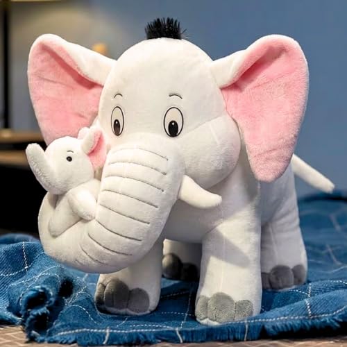 Image of Tickles Mother Elephant with Baby Soft Stuffed Plush Animal Toy for Kids Boys & Girls Birthday Gifts (Color: White Size: 41 cm)