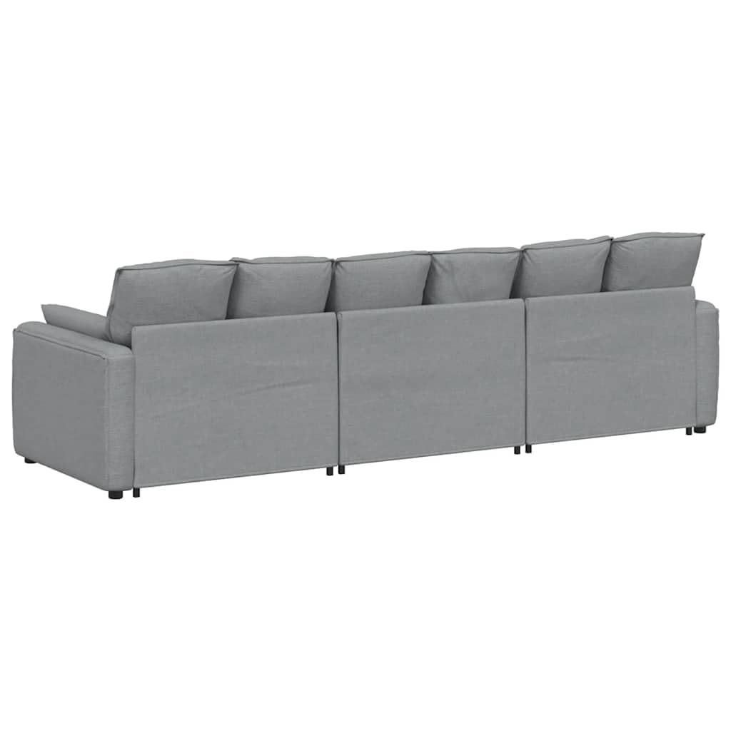 Sofá modular con cojín gris claro, acolchado de tela y relleno de espuma, 324 x 105 x 64 cm, 3 piezas de elemento de montaje para sala de estar, flexible con marco de metal resistente y
