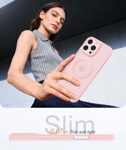 Image of FNTCASE for iPhone 16 Pro-Max Case: Translucent Light Pink Fit for MagSafe