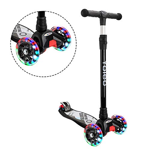 TONBUX Kick Scooter for Kids Adjustable Height 3 Wheel Glider T-Bar Scooters