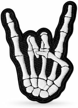 Skeleton Rock Star Hand Iron On Patch – Gothic Music Applique for Jackets, Bags, Hats, Jeans and Crafts image 2