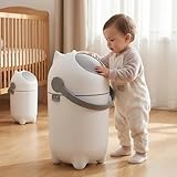 Mini Diaper Pail with Airtight Lid, Odor Control Diaper Bin, 15 Liter 4 Gallon Nursery Trash Can, Plastic Baby Diaper Disposal Container, Holds Up to 16 Diapers for Home Nursery Use (Grey)