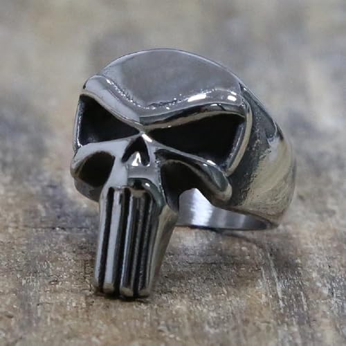 MOLOGO High Polished Punisher Skull Ring Stainless Steel Punk Biker Ring Personality Men Jewelry4