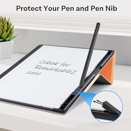 CoBak Case for Remarkable 2 - Foldable Stand & Pen Holder - Orange-Pink