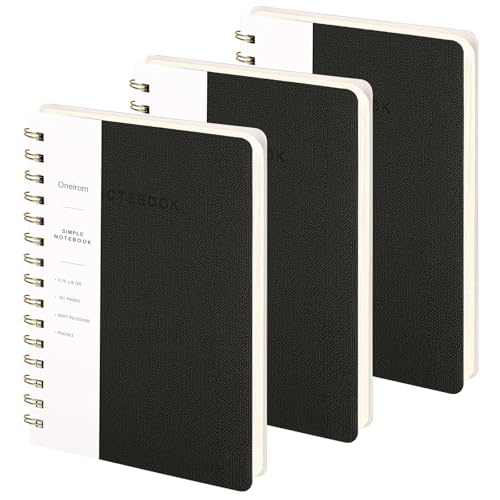 Image of Spiral Notebook-5.75 inch x 8.125 inch College Ruled Journal with Inner Pockets and 160 Pages,PU Leather Cover Business Journal, Twin-Wire Binding Notebook Perfect for Office & Home School Supplies 3 pack Black