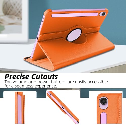 Image of TGK Rotating Cover for Samsung Galaxy Tab S9 FE 10.9 inch Tablet 360 Degree Rotating Leather Flip Case (Orange)