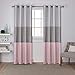 Exclusive Home Curtains Chateau Striped Faux Silk Window Curtain Panel Pair with Grommet Top, 54x96, Blush, 2 Piece