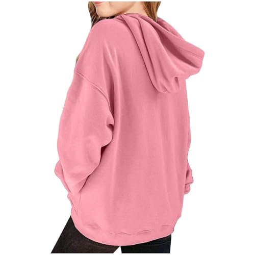 Girls Hoodies Sweatshirts Cute Bow Print Long Sleeve Tops Loose Fleece Pullover 2025 Trendy Preppy Shirts with Pocket4