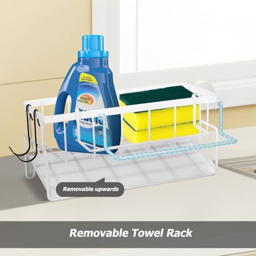 Kitchen Sink Caddy Organizer Sponge Holder Dishcloth Hanger Multifunctional Sink Storage Rack with Automatic Drain Tray for Kitchen and Bathroom Supplies - Image 4