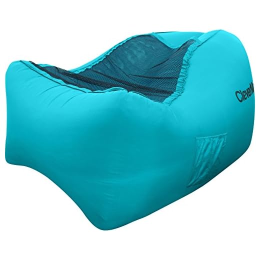 CleverMade Inflatable Lounger Air Chair: Lightweight Recliner Style, Portable Outdoor Beach Chair with Carry Bag, Ground Stakes, and Storage Pockets, Teal