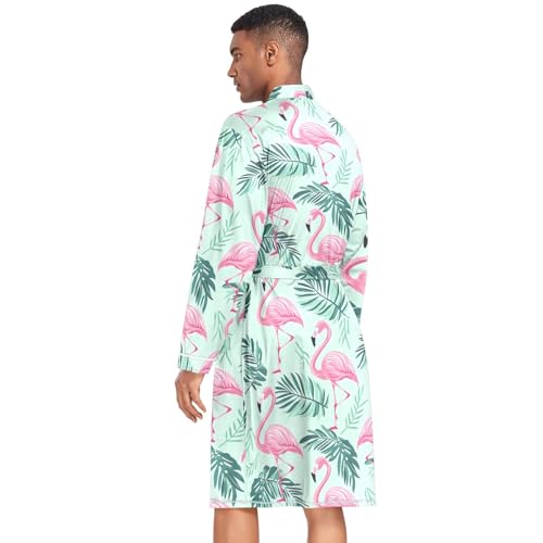 STAYTOP Beautiful Flamingos Men's Kimono Soft Robe Nightgown Long-Sleeve Pajamas Bathrobes2