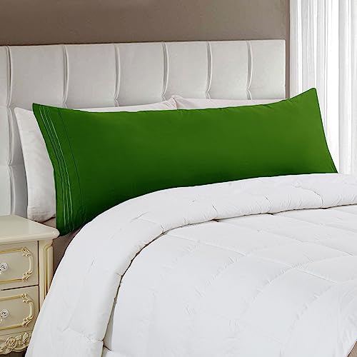 Elegant Comfort Luxury Ultra-Soft 1-Piece Pillowcase Set - 1500 Premium Hotel Quality Microfiber Double Brushed - Wrinkle Resistant, Body Pillowcase Size, Hunter Green