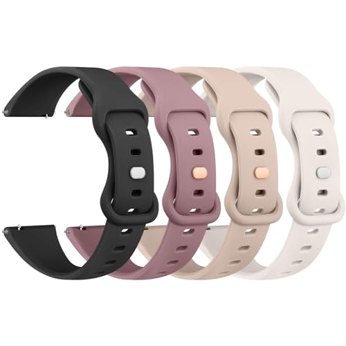 Vancle Veryfit Smart Watch Bands for VeryFit IDW13 IDW16 IDW19 IDW26 IDW28 Soft Silicone Adjustable Straps (Milk Tea/Smoke Purple/Starlight/Black)
