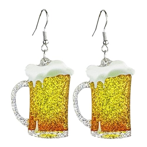 Damen Bierbecher Ohrringe Acryl Ohrstecker, Diamant Ohrschmuck, Herren- und Mädchenohrringe für Oktoberfest und Karneval