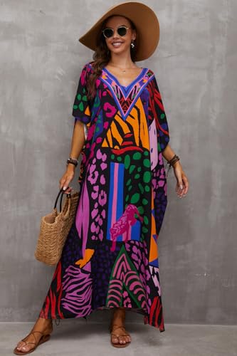 Image of Women Beachwear Long Beach Coverups Kaftan Casual Caftan Dress
