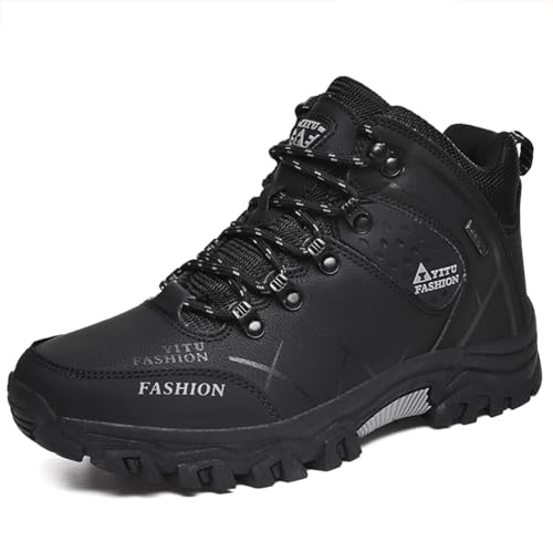 Preisvergleich Produktbild Littleplum Herren Wanderstiefel Leichte Wanderschuhe Atmungsaktiv Stiefeletten High Top Sportschuhe Outdoor Rutschfeste Trekkingschuhe, 18 Schwarz, 42 EU
