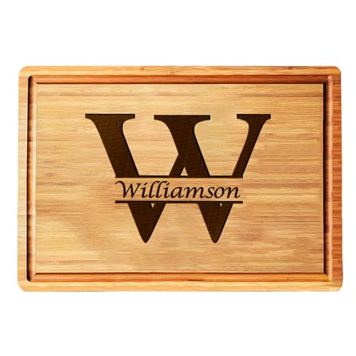 Personalized Cutting Board - Elegant Last Name Monogram - Perfect Wedding Registry Gifts - Engraved...