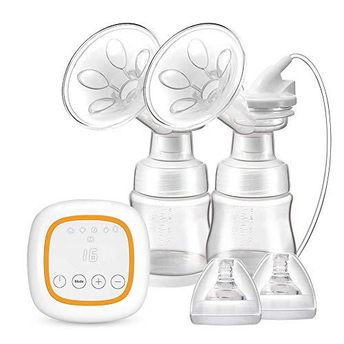 BAMMAX Double Electric Breast Pump, Portable Breast Pumps Breastfeeding Milk Pump USB Rechargeable Breast Pump with 4 Modes 16 Files, LED Touch Screen, Ultra-Quiet, BPA-Free