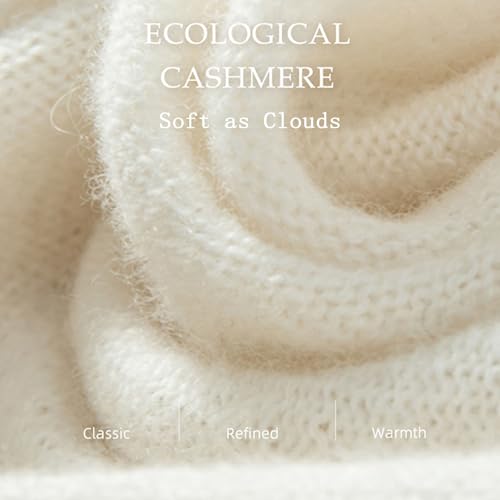 100% Cashmere Triangle Scarf for Women Winter, Wool Scarf Neck Warmer, Warm Triangle Shawl, Womens Long Soft Scarf(White)2