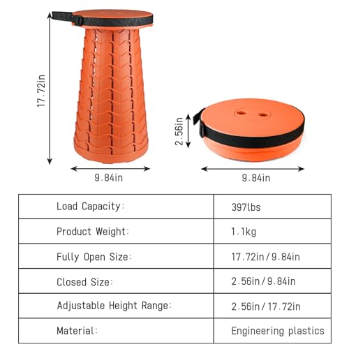 Image of Portable & Lightweight Foldable Camping Chair for Adults, Heavy Duty Folding Stool with Adjustable Shoulder Strap, Perfect for Picnic, Beach, Backyard, and Sporting Events, Max Weight 400lbs