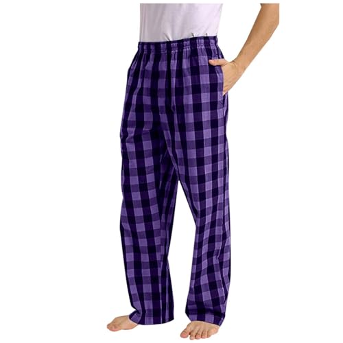Mens Womens Plaid Pajama Pants Unisex Sleep Lounge Pants Soft PJ Bottoms Plaid Pajama Sweatpants with Pockets