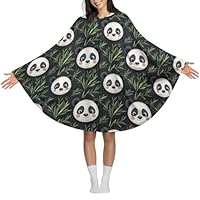 Novastar Wearable Blanket Hoodie for Women Men - Cute Cartoon Panda Print Winter Warm Blanket Poncho Shawl, Soft Cozy Flannel Oversized Wearable Throw Sweatshirt Cape with Pocket