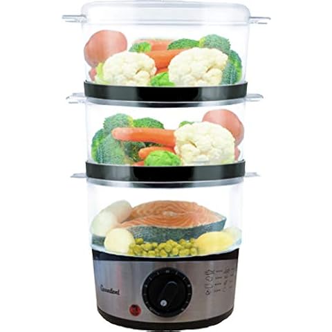 groundlevel Healthy 3 Tier Layer Food Steamer, Suitable for Fish, Vegetable, Rice and Fruits, Classic Silver Finish, auto Shut Off Cover