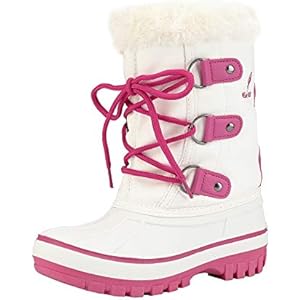 DREAM PAIRS Boys & Girls Faux Fur-Lined Winter Snow Boots for Little/Big Kids 9 Toddler Beige/White