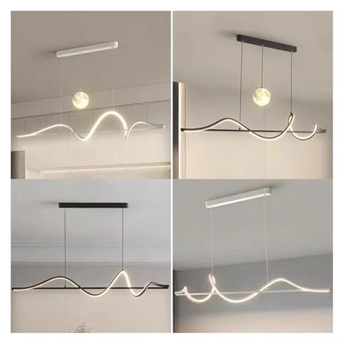 Suspension LED moderne blanche pour éclairer un grand plan de travail de bureau - 4