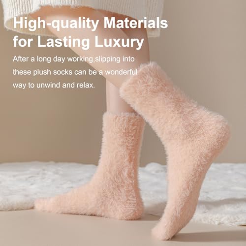 Image of BROPAPAP Fuzzy Socks for Women Men Fluffy Thick Warm Winter Soft Cozy Plush Sleep Home Fleece Cabin Soft House Socks Gifts