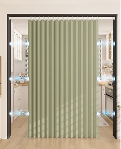 Tenda Pieghevoli per Porta Interna, Tende Magnetica a Soffietto da Interno Oscuranti, Tende Pieghevoli a Fisarmonica per Armadi Senza Porta con Asta Telescopica