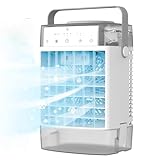 Portable Air Conditioners, 1000ml Portable AC Unit with Remote Control, Powerful 3 Speeds 7 Colors LED Evaporative Air Cooler with Timer, Personal Mini Air Conditioner (Light Grey)