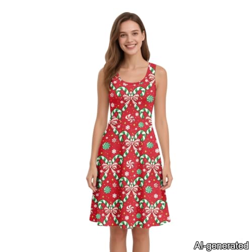 Image of Dreaweet Casual Sleeveless Dresses for Women Girls, Round Neck Tank Dresses with Pockets Summer Sundress Size XS-4XL