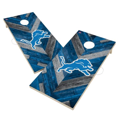 Detroit Solid Wood Cornhole Boards, 2x4 Regulation Corn Hole Game Set, Officially Licensed Cornhole Game Boards, Comes with (2) Boards, (8) Bags & (1) Carrying Case