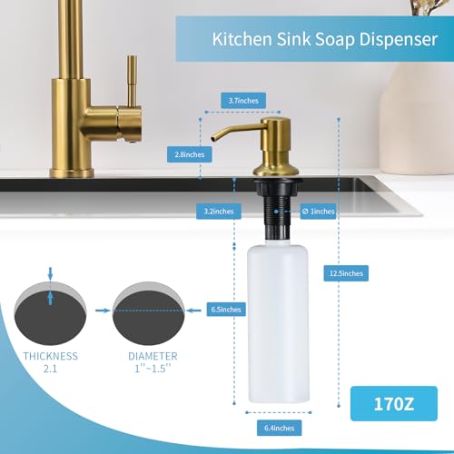 Image of GIMILI Gold Kitchen Faucet with Soap Dispenser Single Hole Pull Down Sprayer LED Faucet, Suitable for Farmhouses, RV, Laundry Room, Outdoor, and Campers. Llave para fregadero de cocina