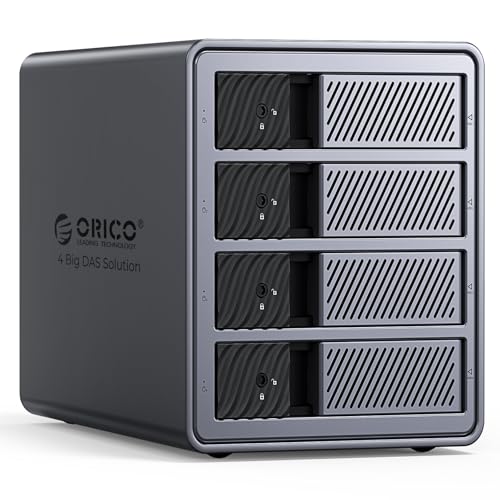 ORICO Boîtier en Aluminium pour 4 Disques Durs, Station d'accueil Externe USB 3.0 vers SATA pour Disques durs 3,5 Pouces jusqu'à 22 to, Compatible avec MacOS...