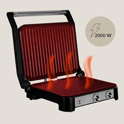 ZEEGMA GRILL CHEF BASE CONTROL 2-in-1 Elektro-Kontaktgrill und Toaster für Paninis, Toast, Steaks, 2000 W, Antihaftbeschichtung, Timer, Temperatur- und Neigungswinkelverstellung – Bild 5