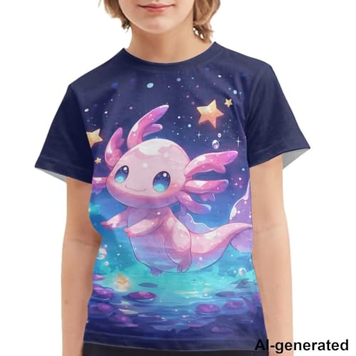 Image of Novelty 3D Graphic T Shirts for Kids Crew Neck Funny Animal Print Short Sleeve Girls Tshirts 3-16 Years