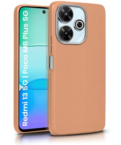 Image of WOW IMAGINE Back Cover for Mi Redmi 13 5G | Poco M6 Plus 5G | Ultra Slim Flexible Non-Slip Grip | Inner Fabric | Metal Camera Ring & Lightweight Soft Silicone Mobile Case - Tan Brown